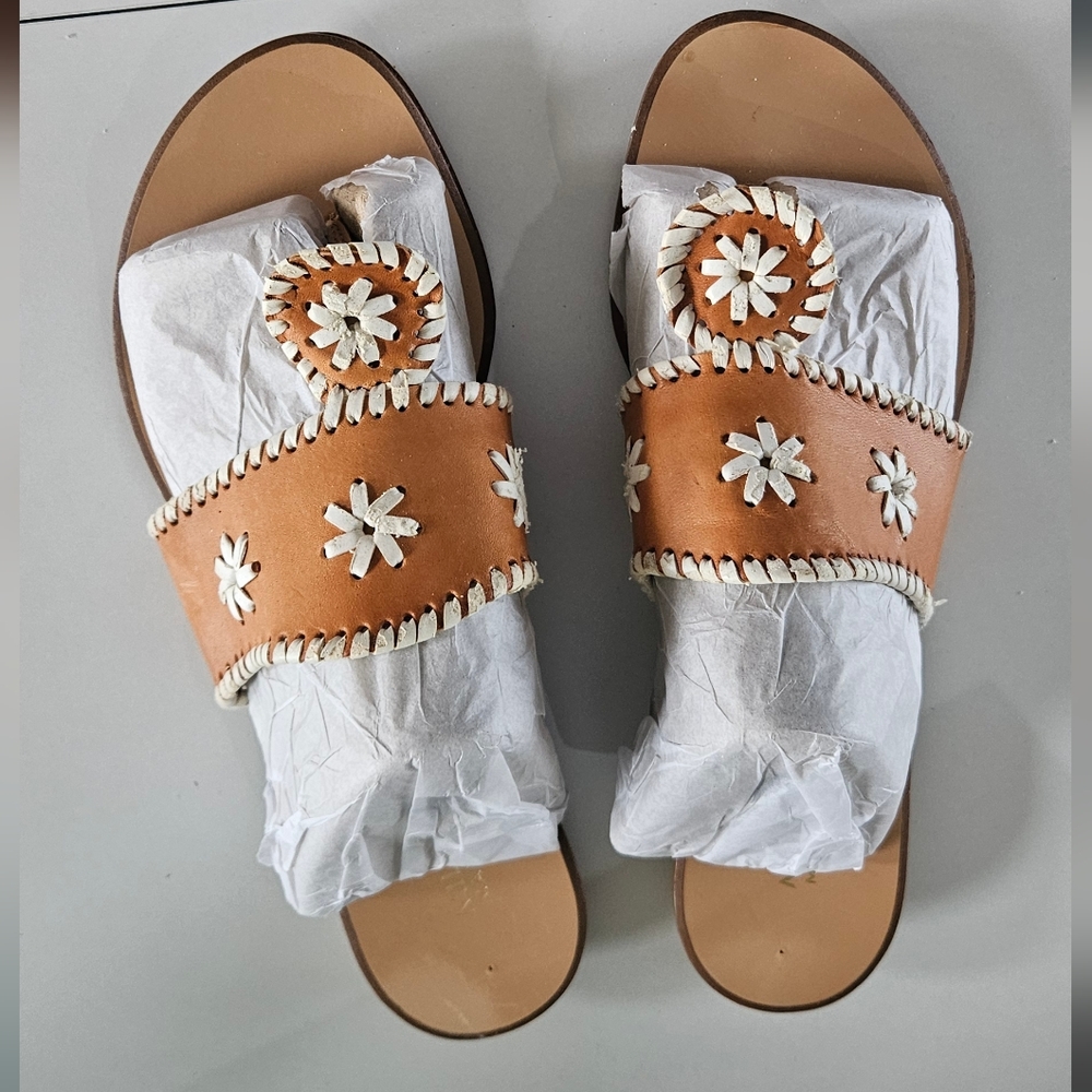 Mila Paoli Womens 10 M Leather Medallion Thong Italy Made Sandal Shoes